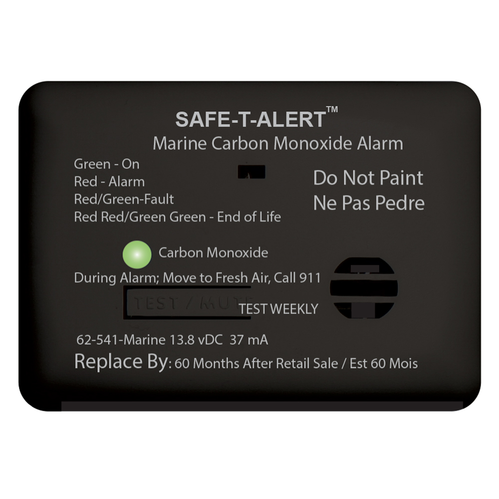 Safe-T-Alert 62-541-R-MARINE-BL Carbon Monoxide Alarm 12V with Relay Black
