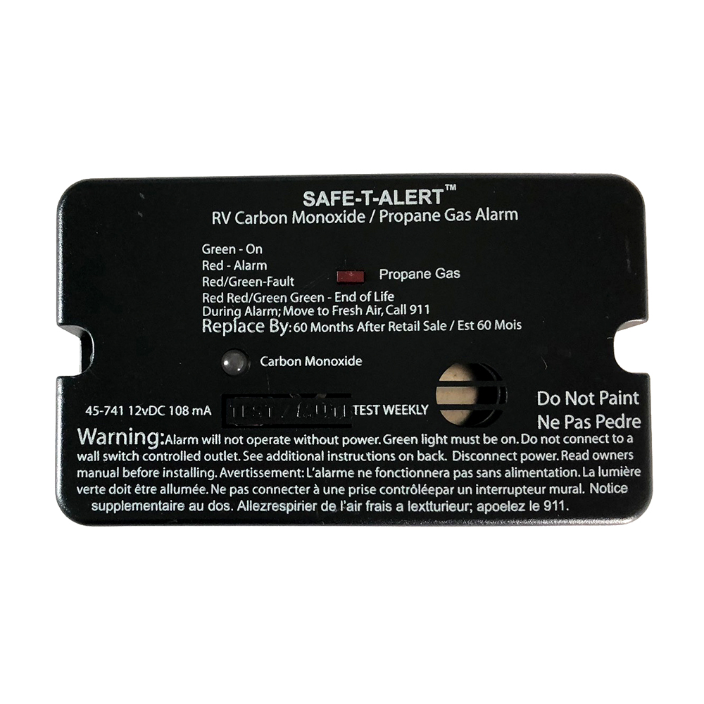 Safe-T-Alert 45-741-BL Dual Carbon Monoxide & Propane Gas Alarm Black Surface Mount
