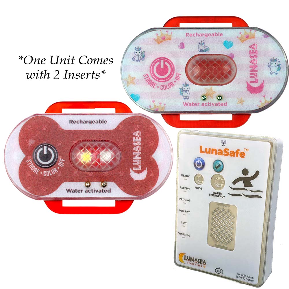 Lunasea Lighting LLB-63RB-E0-K1 Child/Pet Safety Water Activated Strobe Light with RF Transmitter Red