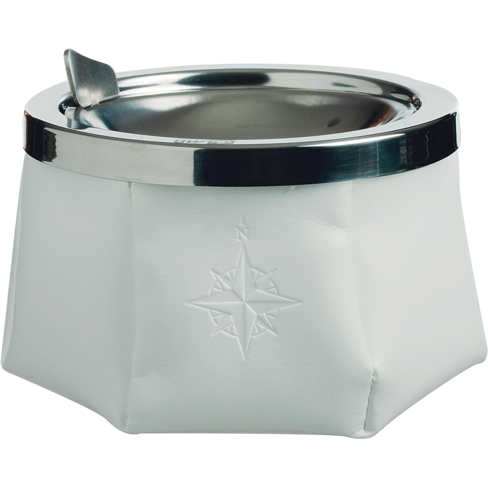 Marine Business S.A. 30102 Windproof Ashtray with Lid - White Leatherette