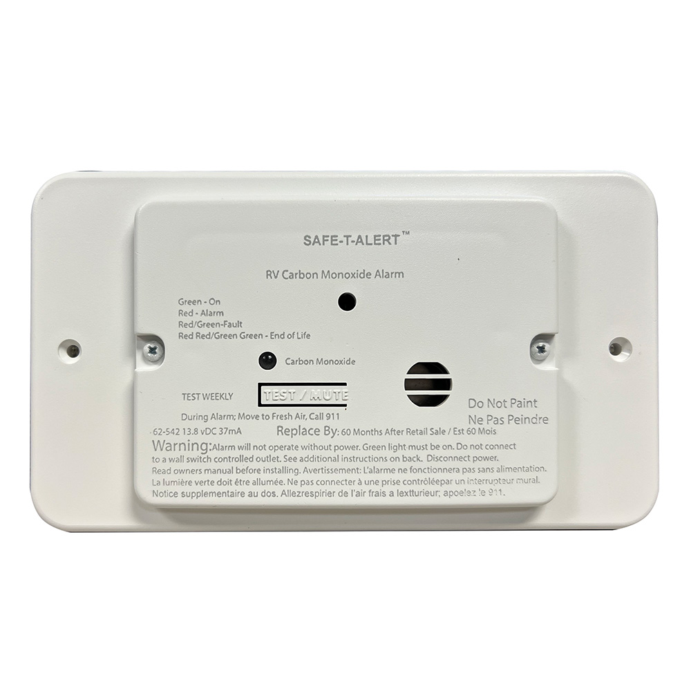 Safe-T-Alert 62-542-TR-WT Carbon Monoxide Alarm Flush Mount Marine RV White 12V