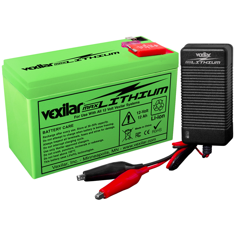 Vexilar V-220L 12V 12Ah MAX Lithium Battery and Charger Combo Pack