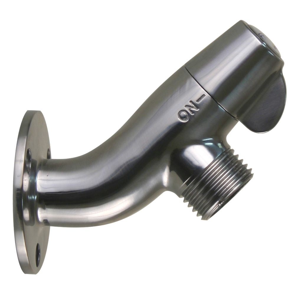 Scandvik 10175P Stainless Steel Angled Washdown Spigot with Fresh/Raw Indicators