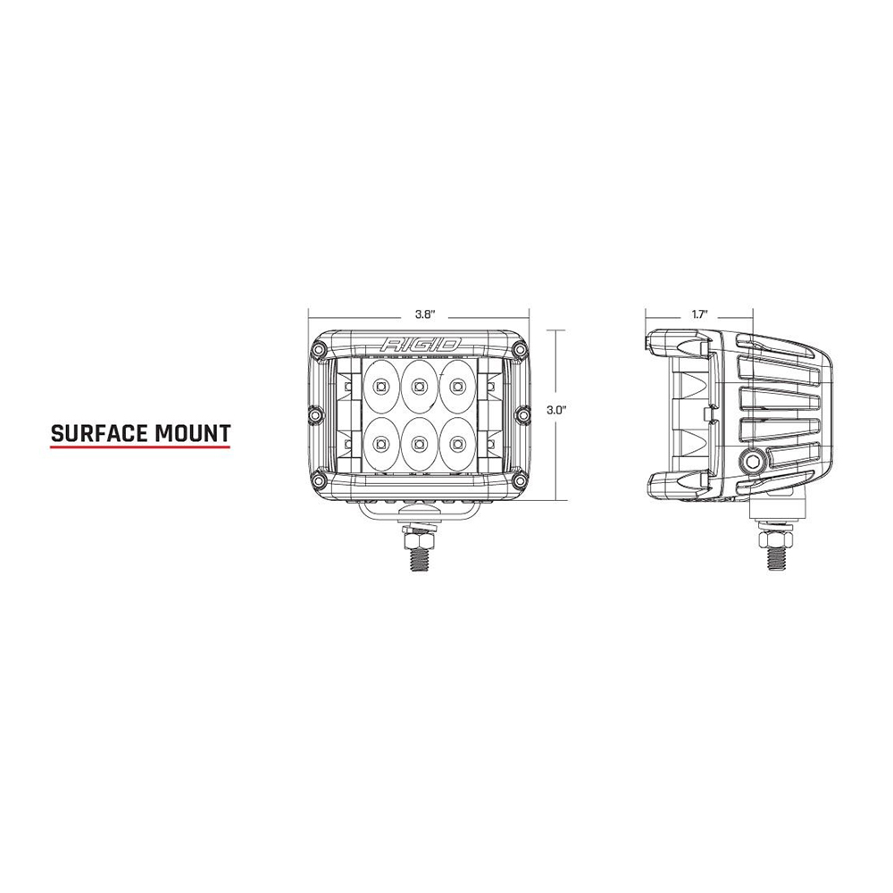 Picture of RIGID Industries 862213 D-SS PRO LED Pod Lights Side Shooter Spot Optic Surface Mount White Pair