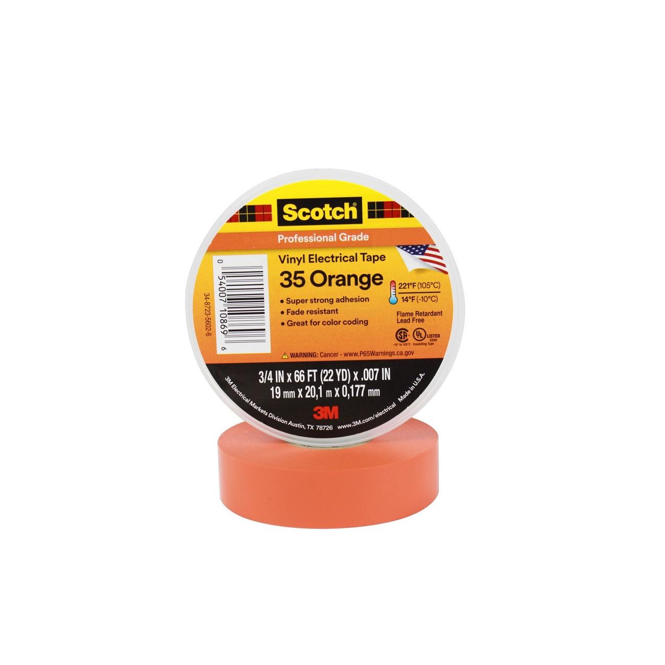 Picture of 3M 7000031581 Scotch Vinyl Electrical Tape 35, 3/4" x 66', Orange