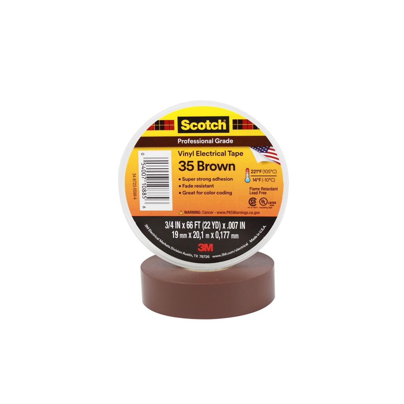 Picture of 3M 7000031580 Scotch 35 Vinyl Electrical Tape 3/4" x 66' Brown