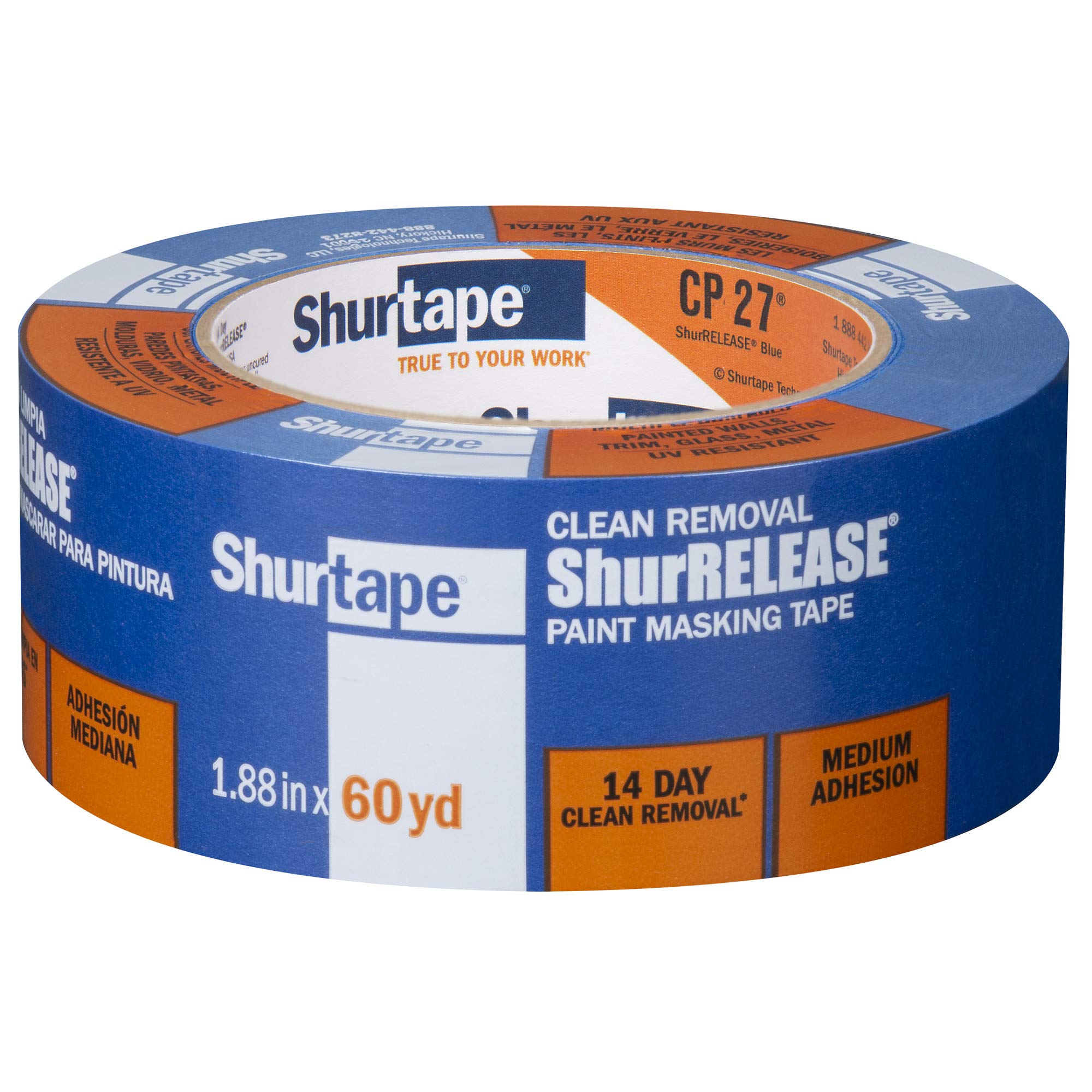 Shurtape 202880 CP 27 Painter's Tape 14-Day Multi-Surface Blue 48mm x 55m