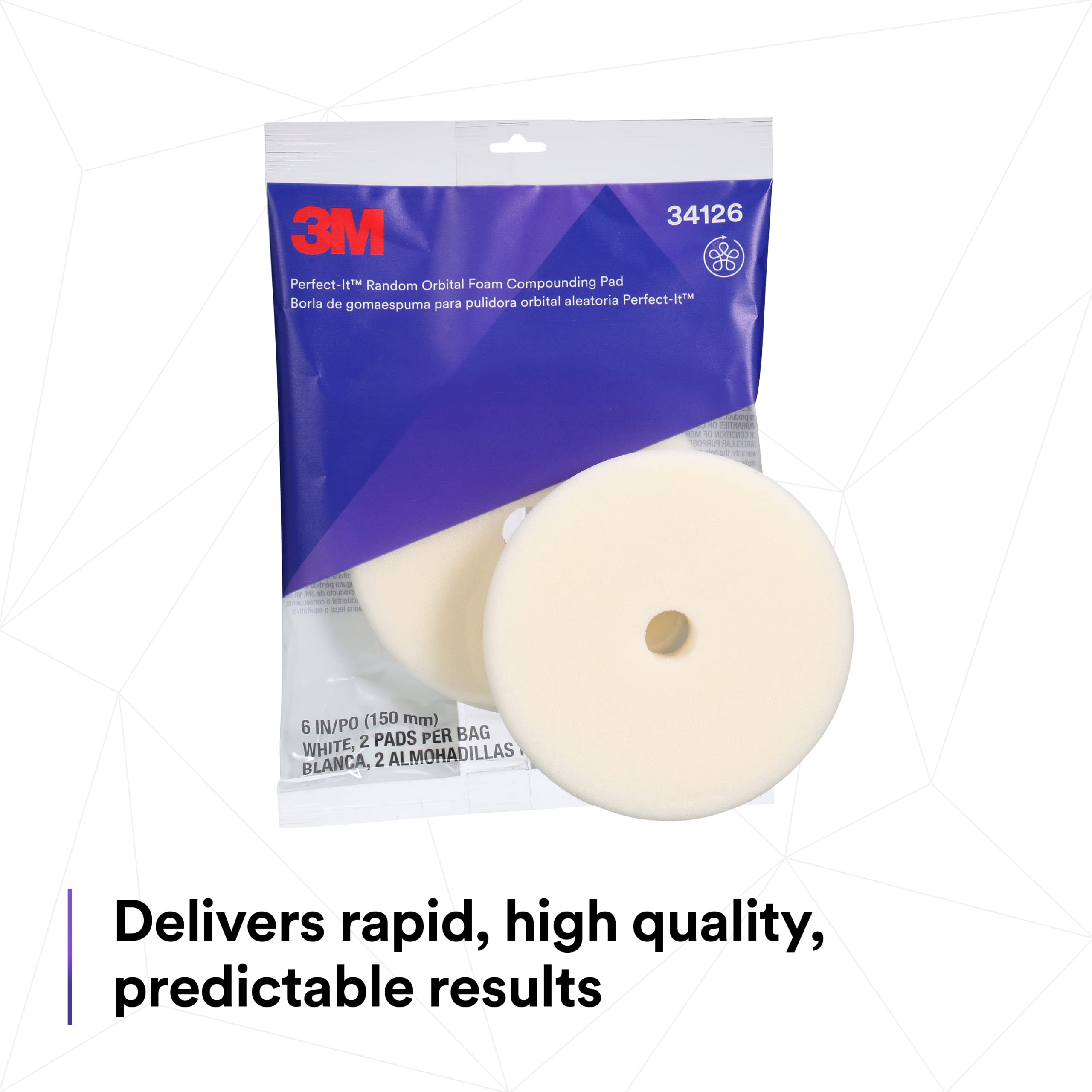 Picture of 3M 34126 Perfect-It Random Orbital Foam Compounding Pad 6 Inch Coarse White
