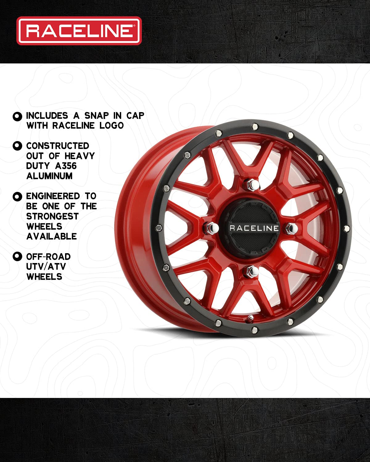 Picture of Raceline Wheels A94R-57056+10 Krank Red 15x7 Wheel 4x156 Bolt Pattern +10mm Offset