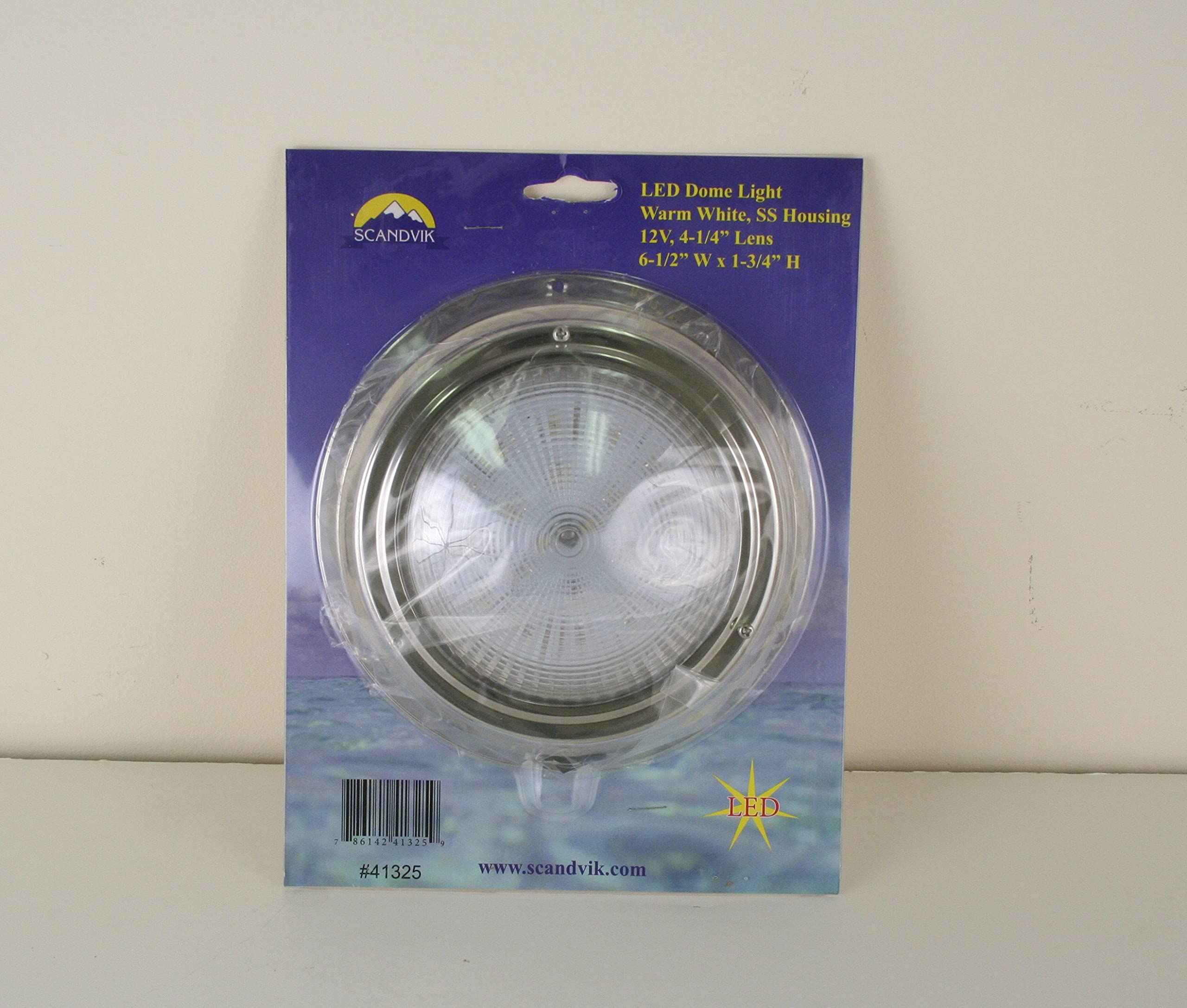 Scandvik 41325P LED Dome Light 6-5/8" Stainless Steel Warm White