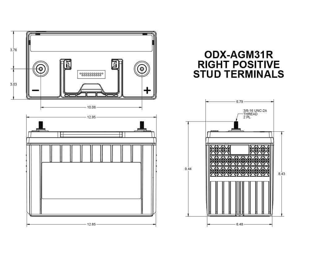 Picture of Odyssey Battery ODX-AGM31R Group 31R AGM Battery 1150 CCA