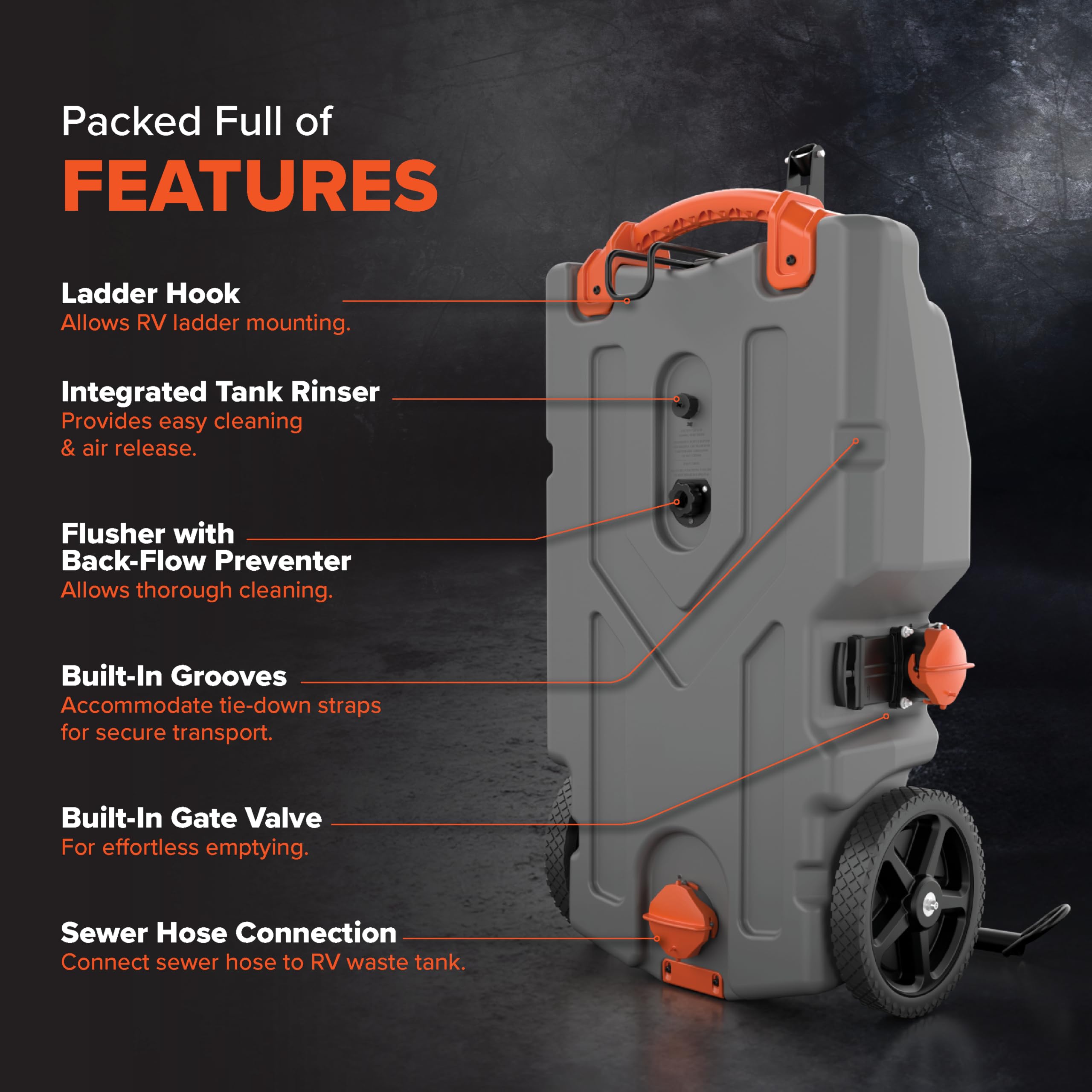 Picture of Camco 39005 Rhino Tote Tank 28 Gallon Portable Waste Tank with Front Wheels