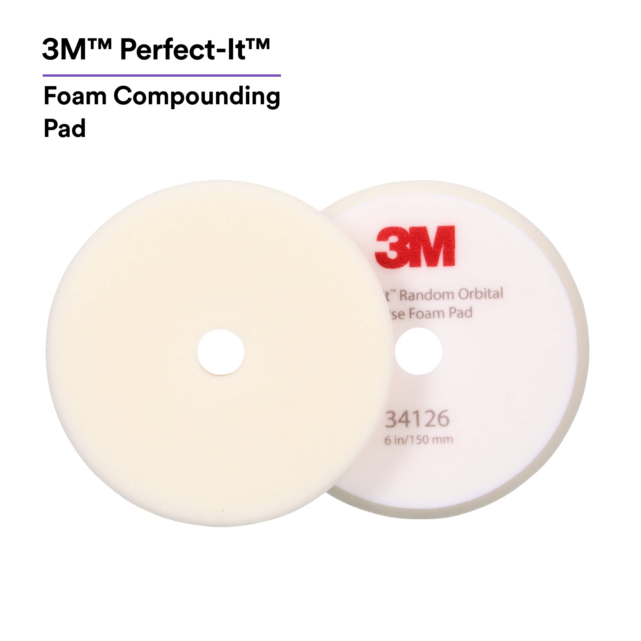 Picture of 3M 34126 Perfect-It Random Orbital Foam Compounding Pad 6 Inch Coarse White