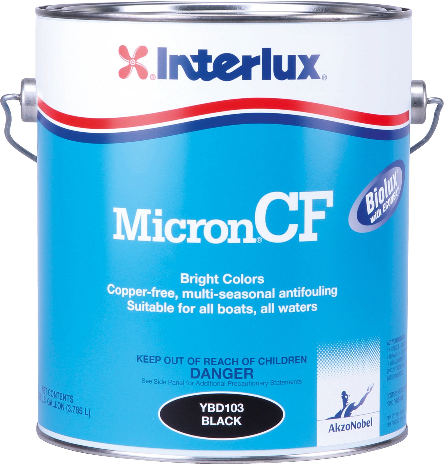 Interlux Paint YBD100/1 Micron CF Copper Free Antifouling Bottom Paint Blue Gallon