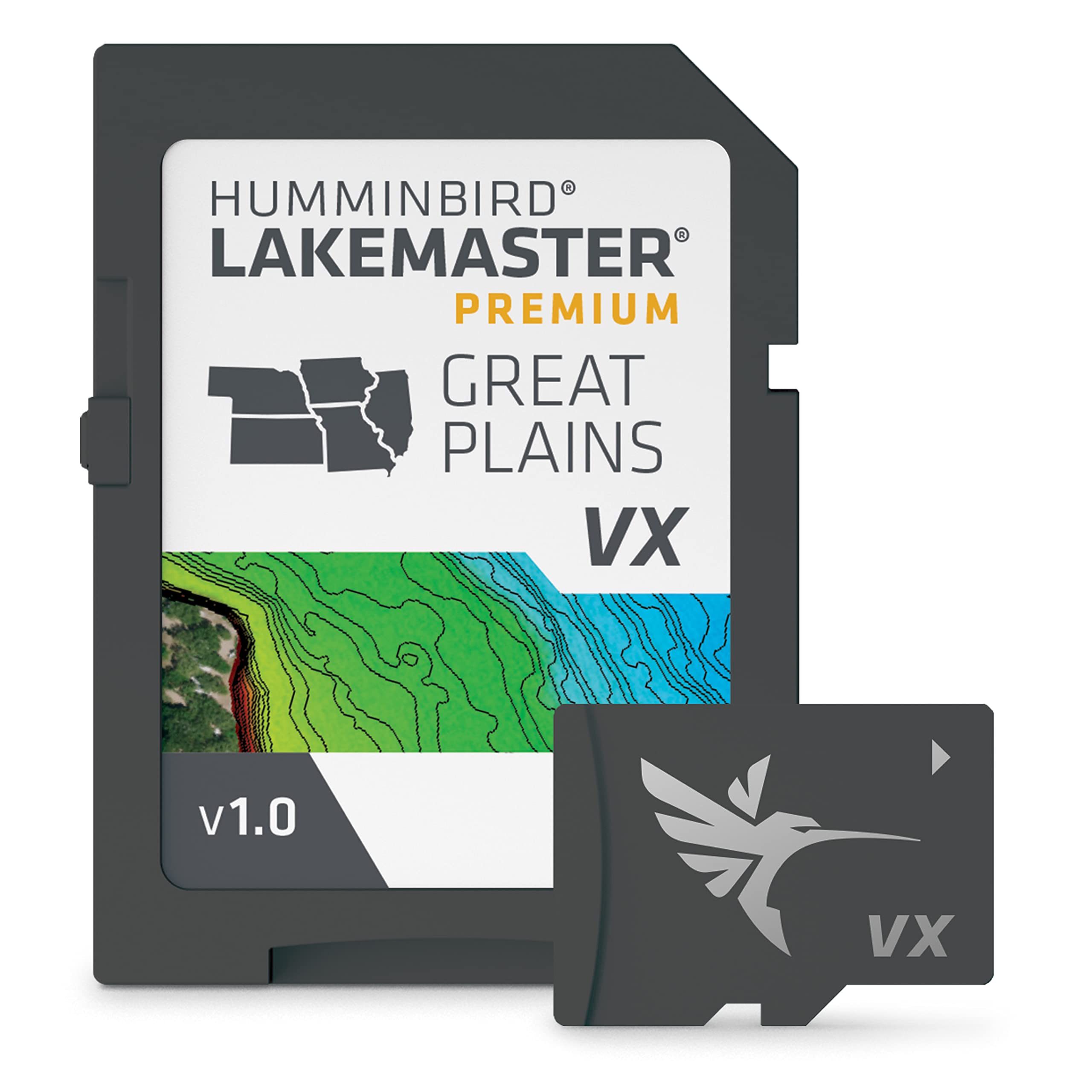 Humminbird 602003-1 LakeMaster Premium Great Plains V1 GPS Map Card with VX Technology