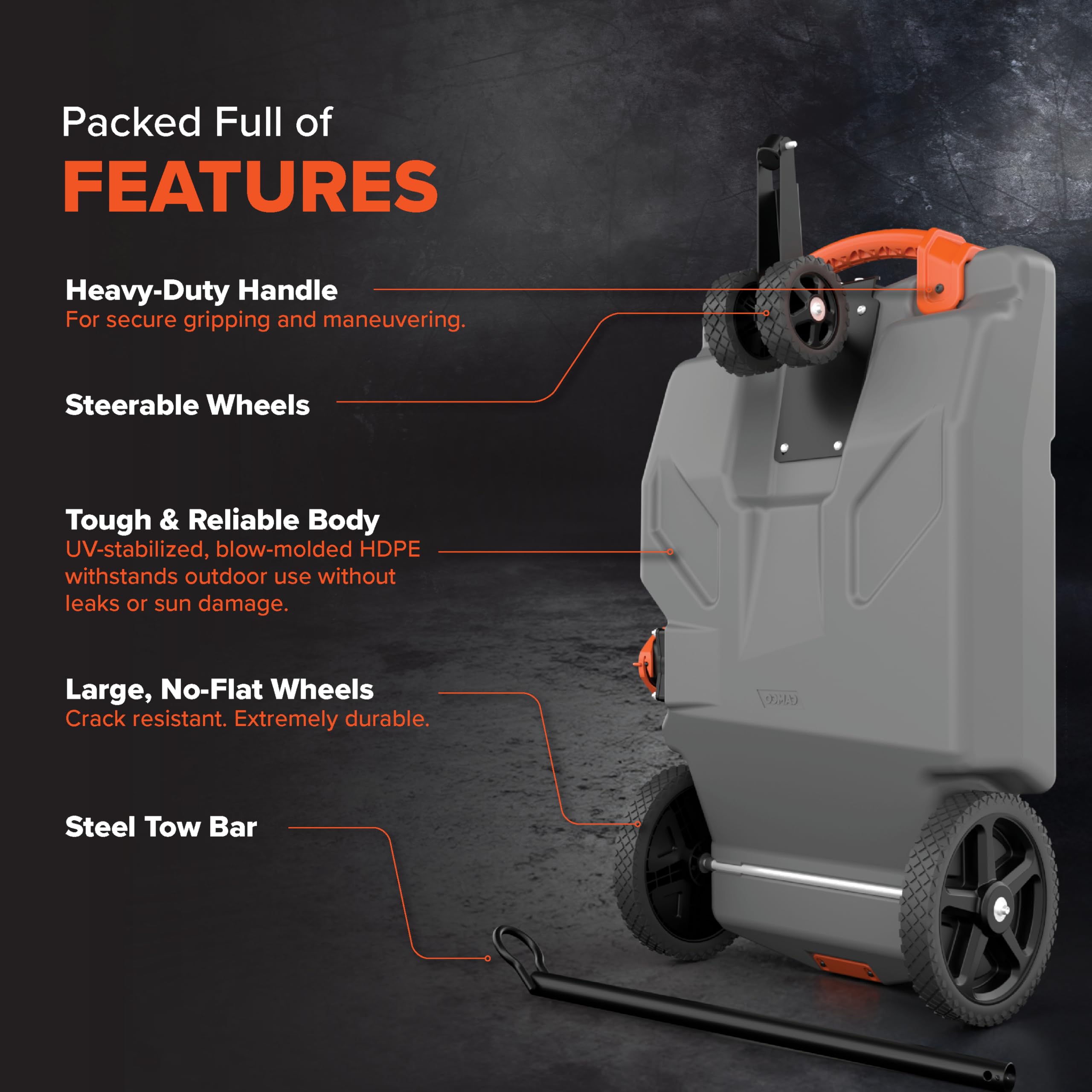 Picture of Camco 39005 Rhino Tote Tank 28 Gallon Portable Waste Tank with Front Wheels