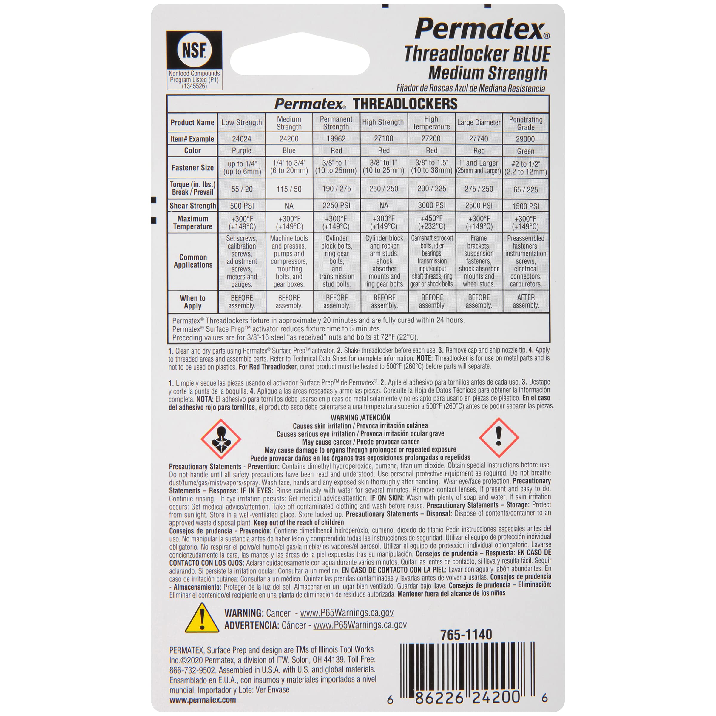 Permatex 24005 Medium Strength Threadlocker Blue Gel 5g