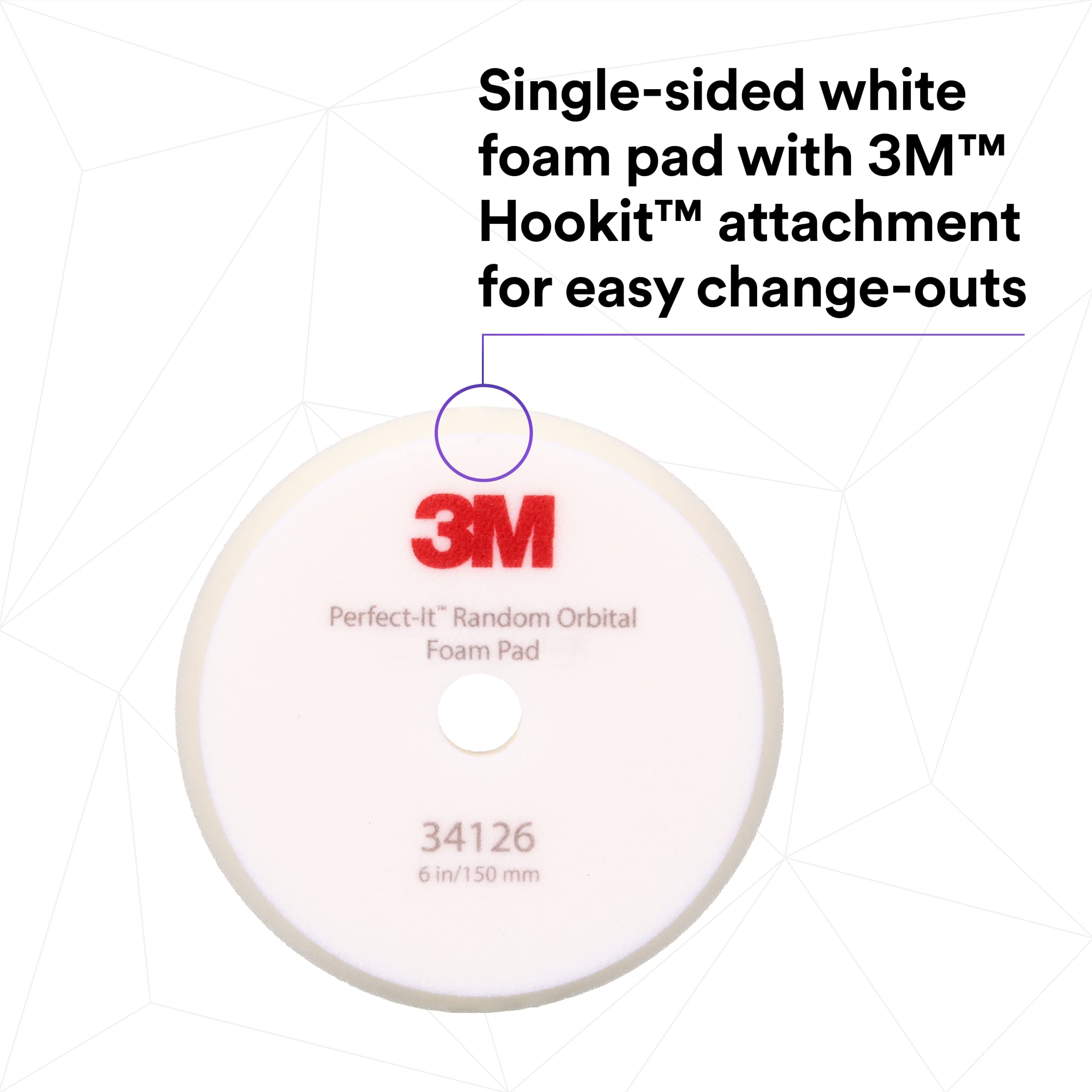 Picture of 3M 34126 Perfect-It Random Orbital Foam Compounding Pad 6 Inch Coarse White
