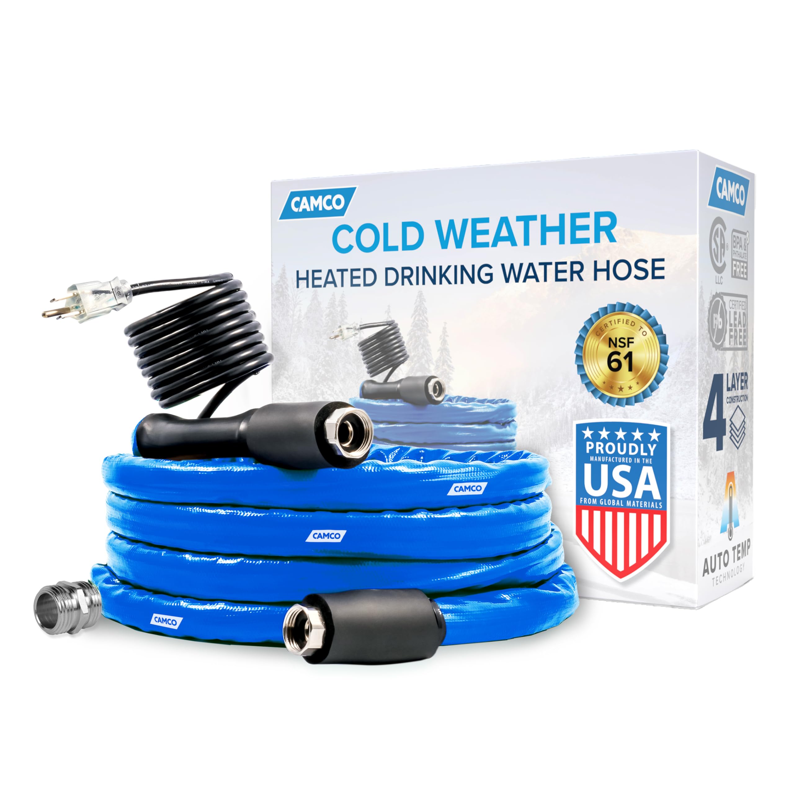 Camco 22910 Heated Drinking Water Hose 12 Feet 5/8 Inch -20°F Rated
