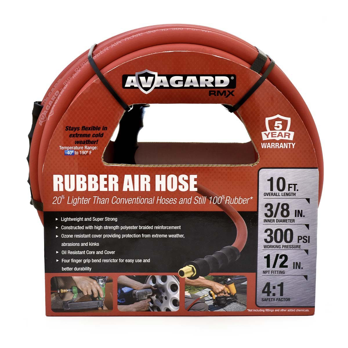 Avagard 10010105 BluBird Rubber Air Hose 3/8 in. x 10 ft.