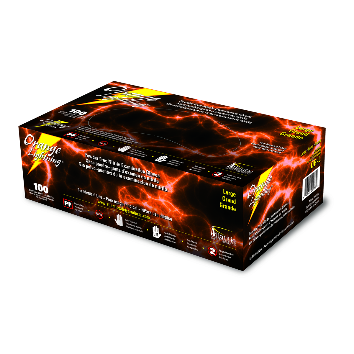 Atlantic Safety Company OR-XXL Orange Lightning Nitrile Gloves XXL 6mil