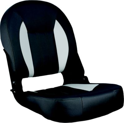 Springfield Marine 1061060-01 Skipper Premium Low Back Folding Boat Seat Charcoal Gray White