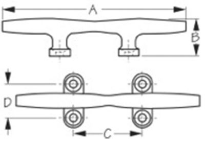 Sea-Dog Line 041708 Heavy Duty Stainless Steel Open Base Cleat 8 Inch