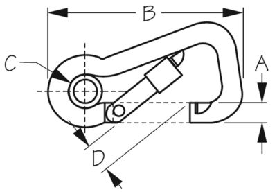 Sea-Dog Line 150108 Locking Asymmetrical Snap Hook with Eye Insert 4 Inch 316 Stainless Steel