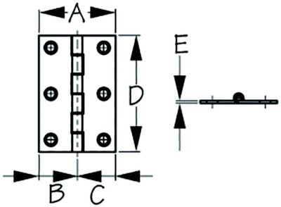 Sea-Dog Line 203081-1 Dampening Butt Hinge 3 Inch Stainless Steel