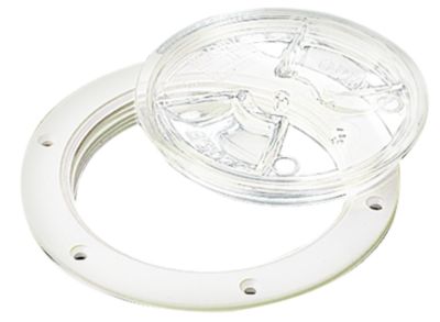 Sea-Dog Line 337161-1 Screw-Out Deck Plate 6-1/2 Inch White with Clear Cover