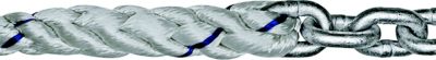 HWH CAR3S58200H5115 Titan Chain Three Strand Anchor Rode 5/8" x 200' Nylon Rope with 5/16" x 15' G43 Chain