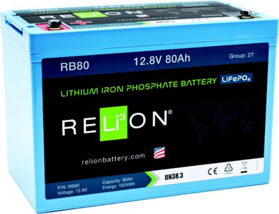 Relion RB80 LiFePO4 12V 80Ah Lithium Battery Group 27