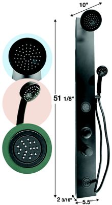 Dura Faucet DF-SA913-MB RV Shower Column with Adjustable Head, Wand & Body Sprayers, Matte Black