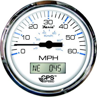 Faria Instruments F33826 Chesapeake SS White 4" GPS Speedometer with Compass LCD Display