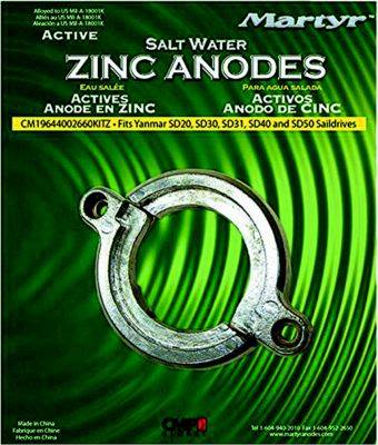 Martyr Anodes AP19644002660KITZ Split Ring Saildrive Anode Kit for Yanmar Zinc