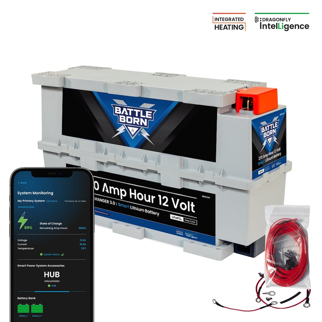 Battle Born Batteries BBGC3IH 12V 270Ah Lithium Deep Cycle Battery with Heated Technology