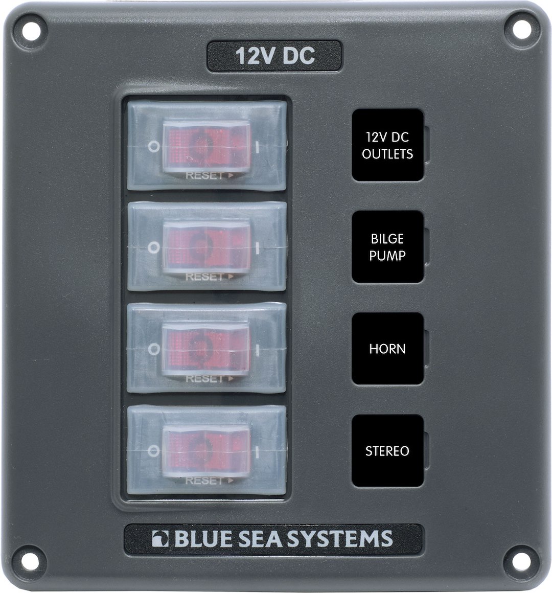 Blue Sea Systems 4320BSS Water-Resistant 4-Position Circuit Breaker Switch Panel