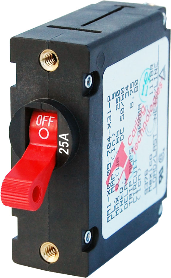 Blue Sea Systems 7217BSS Circuit Breaker Toggle 25A Red Single Pole