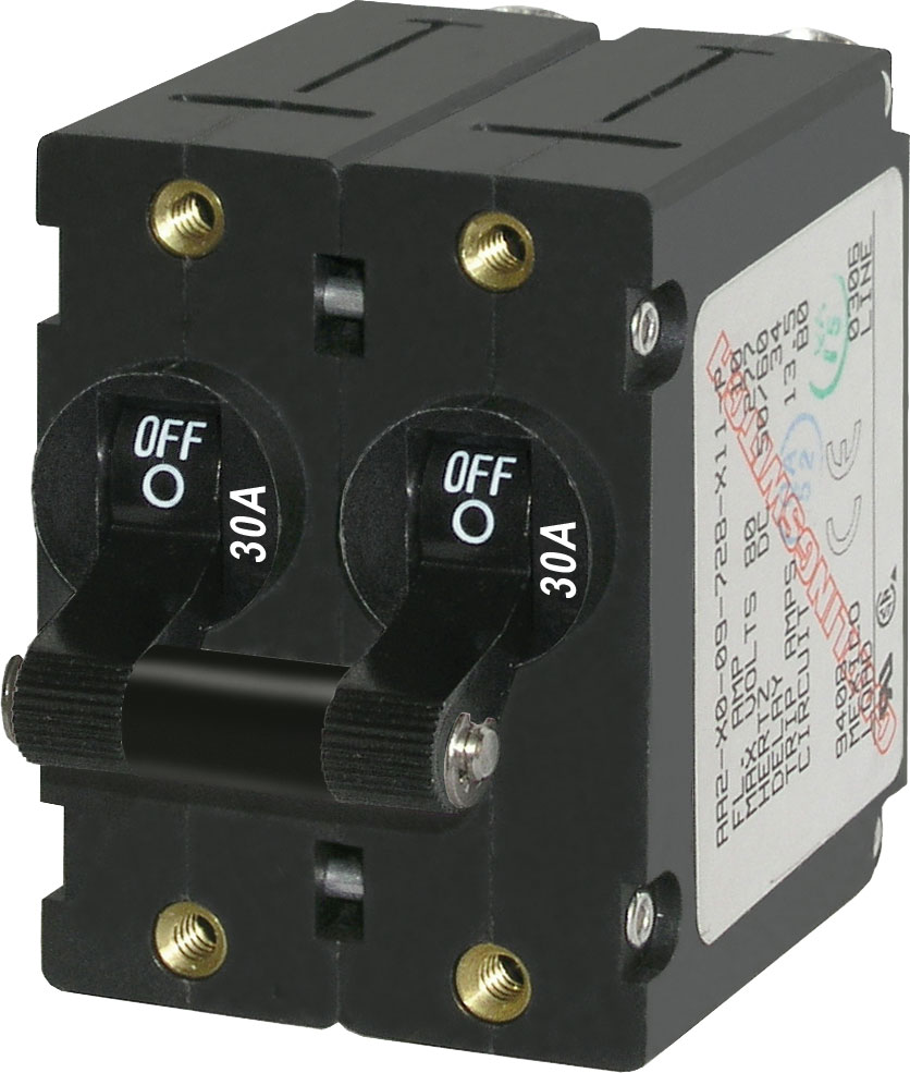 Blue Sea Systems 7237-BSS A-Series 30A Double Pole Toggle Circuit Breaker