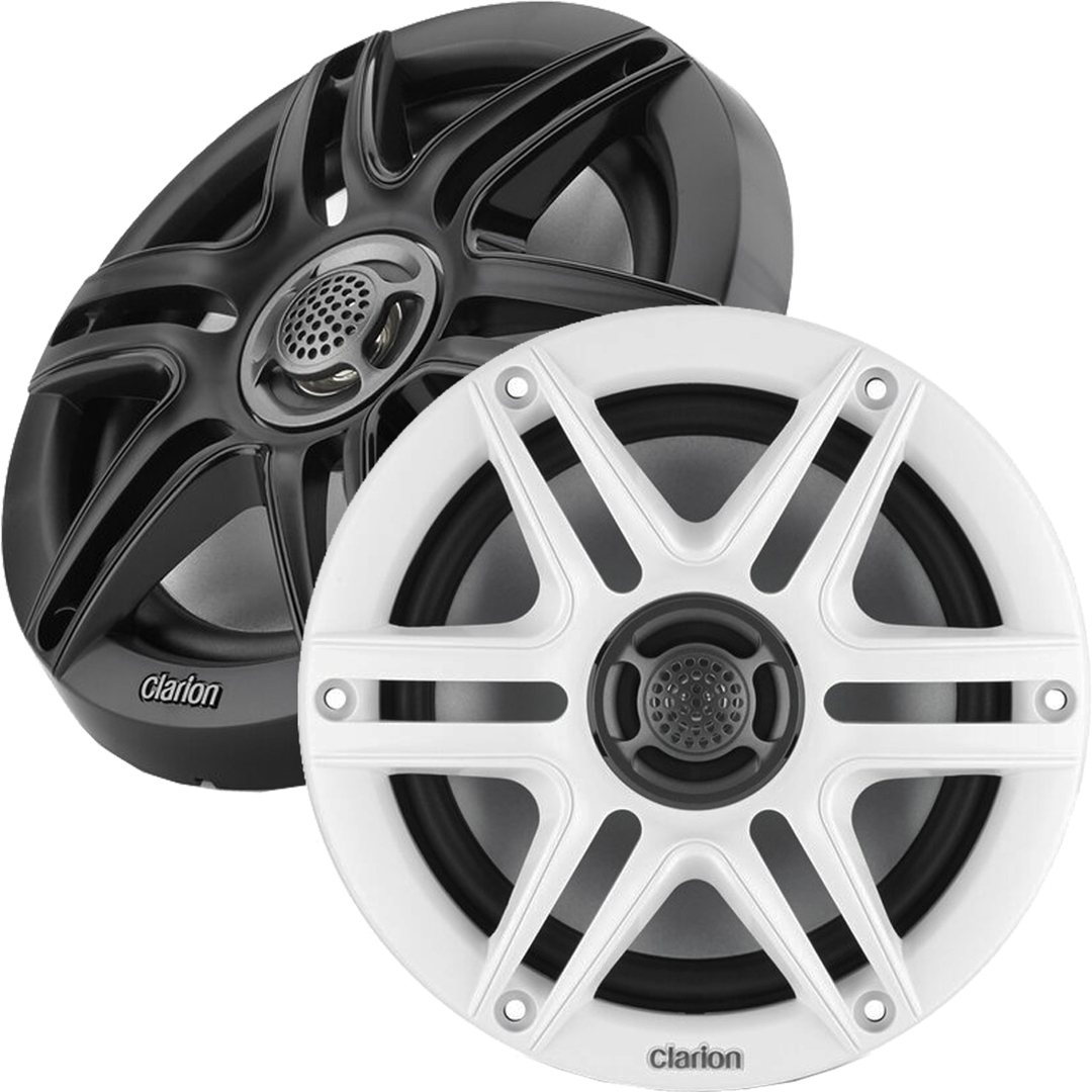 Clarion 010-03045-00 6.5-Inch Coaxial Marine Speakers with Sport Grilles