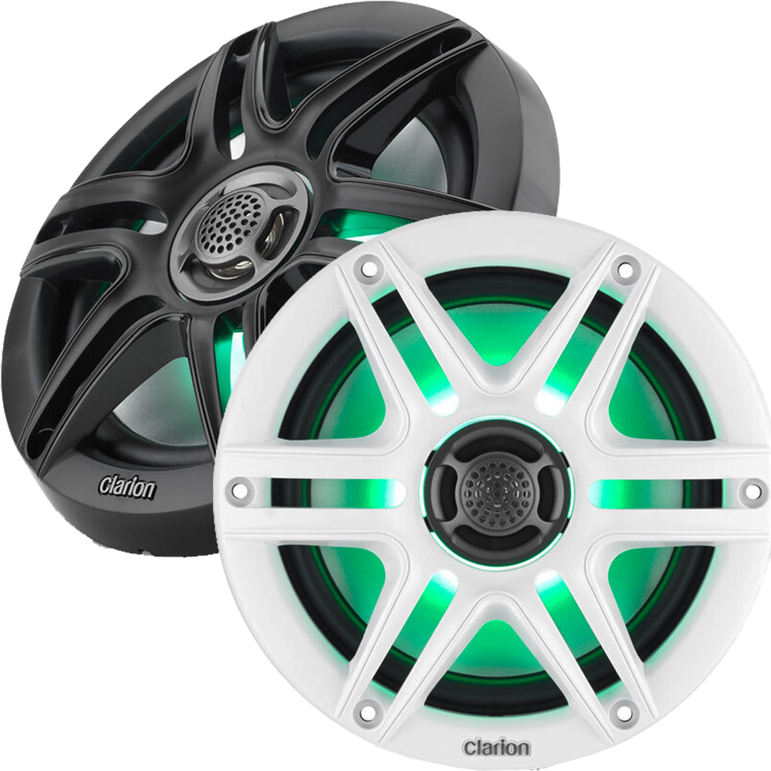 Clarion 010-03046-00 6.5-Inch Coaxial Marine Speakers with RGB LED