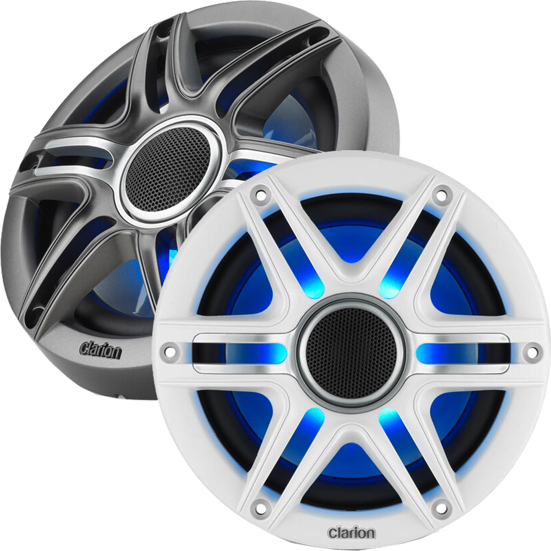 Clarion 010-03048-00 6.5-Inch Premium Marine Coaxial Speakers with RGB LED Lighting