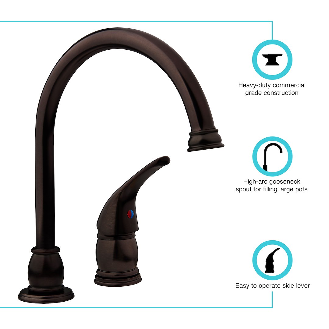 Dura Faucet MK301-VB Gooseneck RV Kitchen Faucet with Single Lever Handle