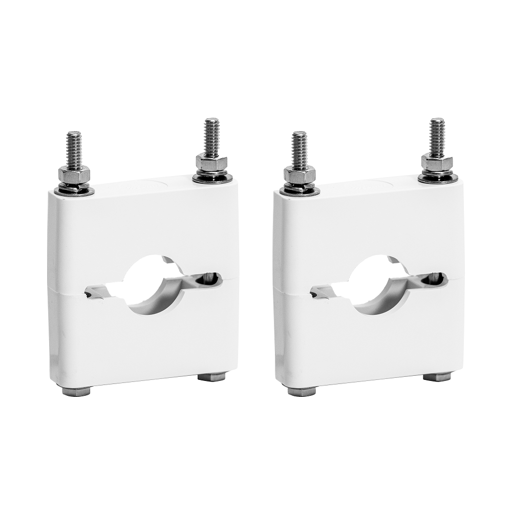 Morad 9034 Split Mount Pair for 1 Inch Stanchion White with Stainless Hardware