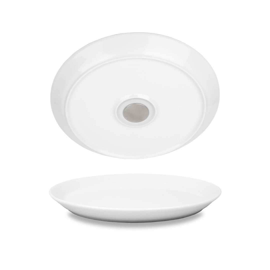 Silwy Drinkware S0PT-1311-2 Magnetic Porcelain Plate Set 9.1 Inch White