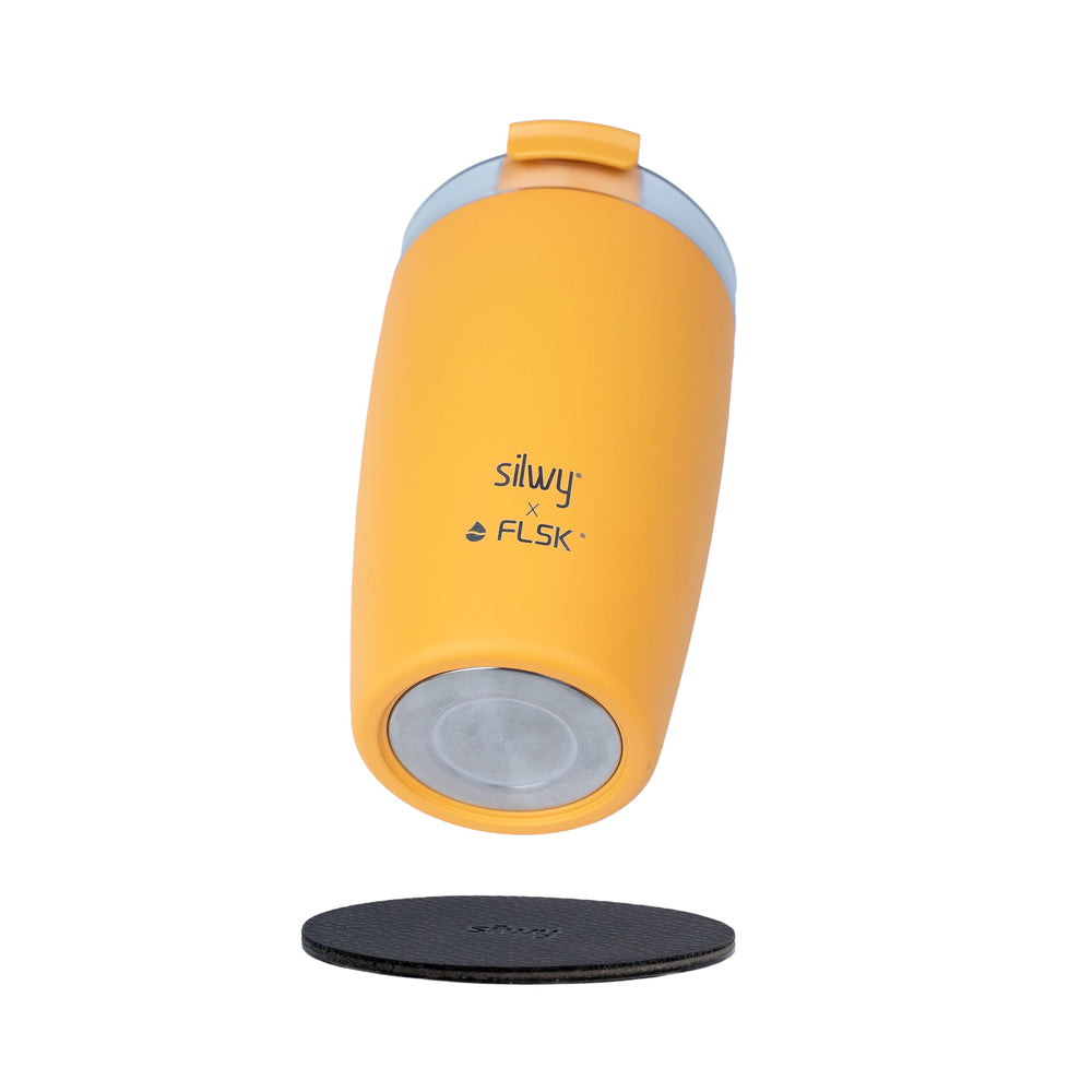 Silwy Drinkware SYFL-TC-SU Magnetic Thermal Mug 12oz Sunrise Orange