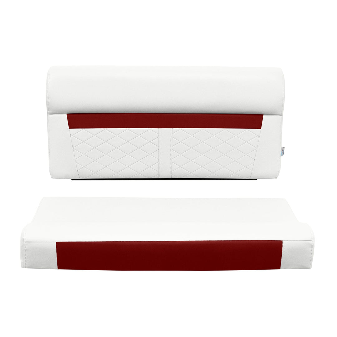Wise Seating DLX100-1906 DLX Series 37" Pontoon Bench Seat Cushion Set White Crimson Red