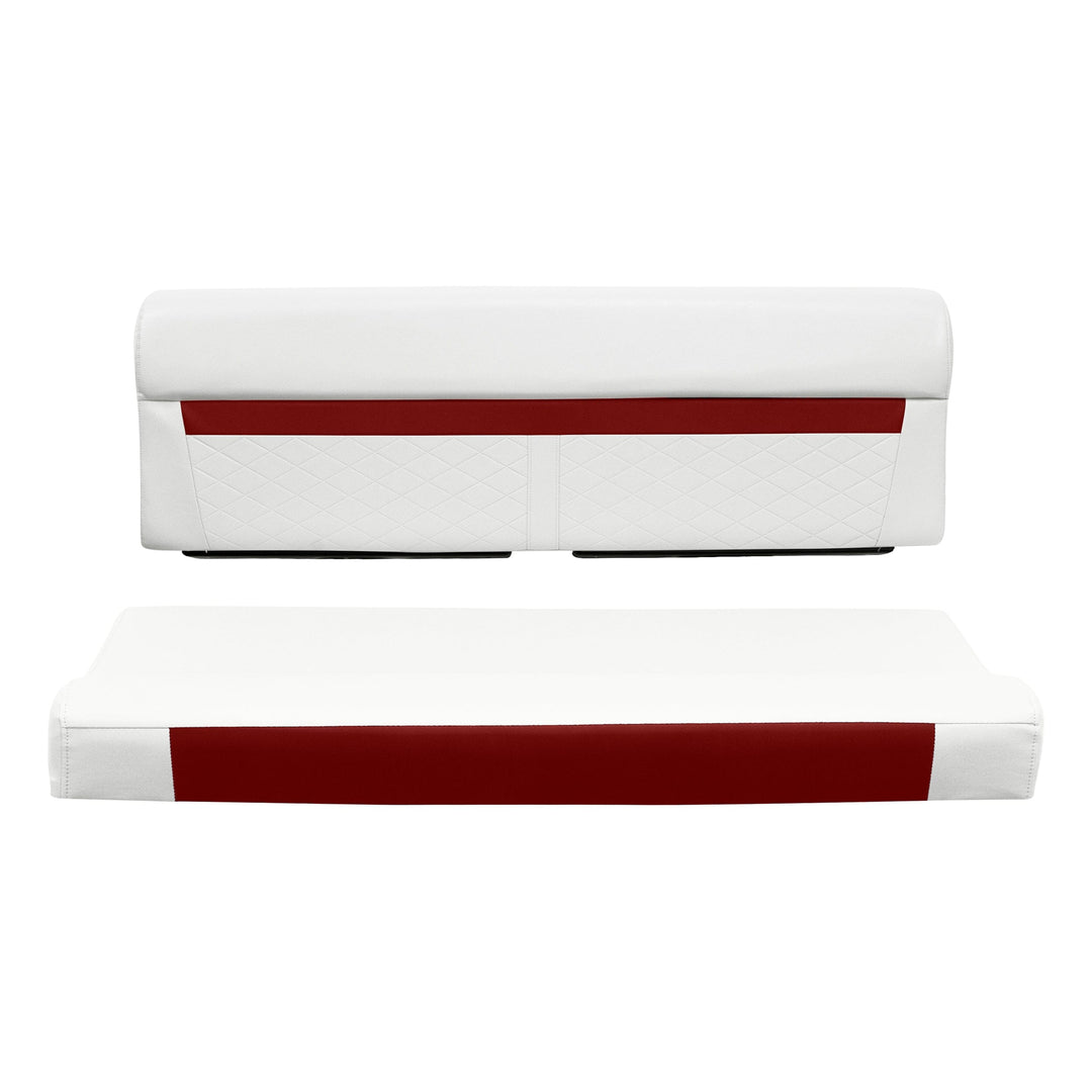 Wise Seating DLX106-1906 DLX Series 55" Pontoon Bench Cushion Set White/Crimson Red