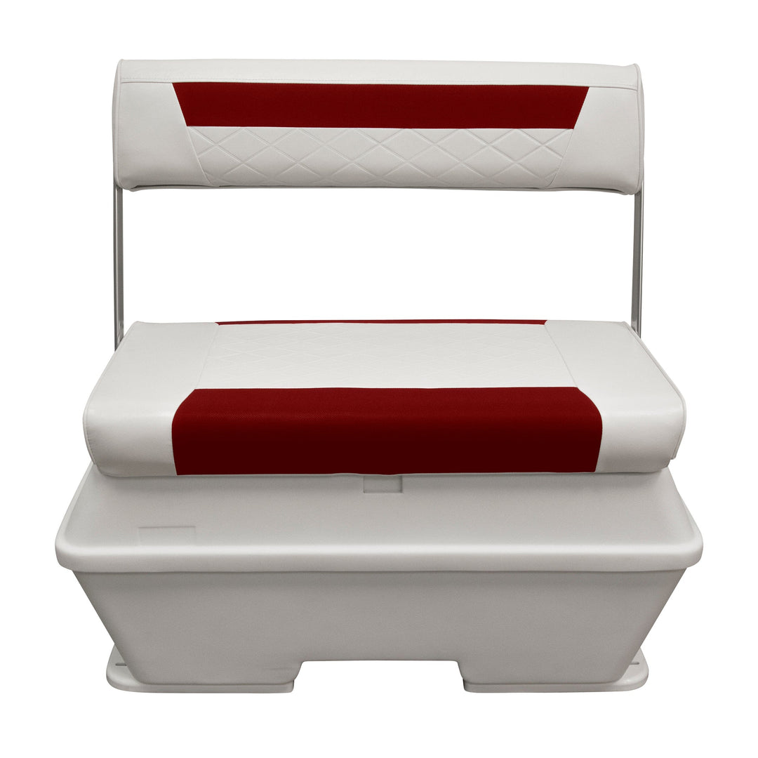 Wise Seating DLX156-1906 DLX Pontoon 70 Quart Swingback Cooler Seat White/Crimson Red