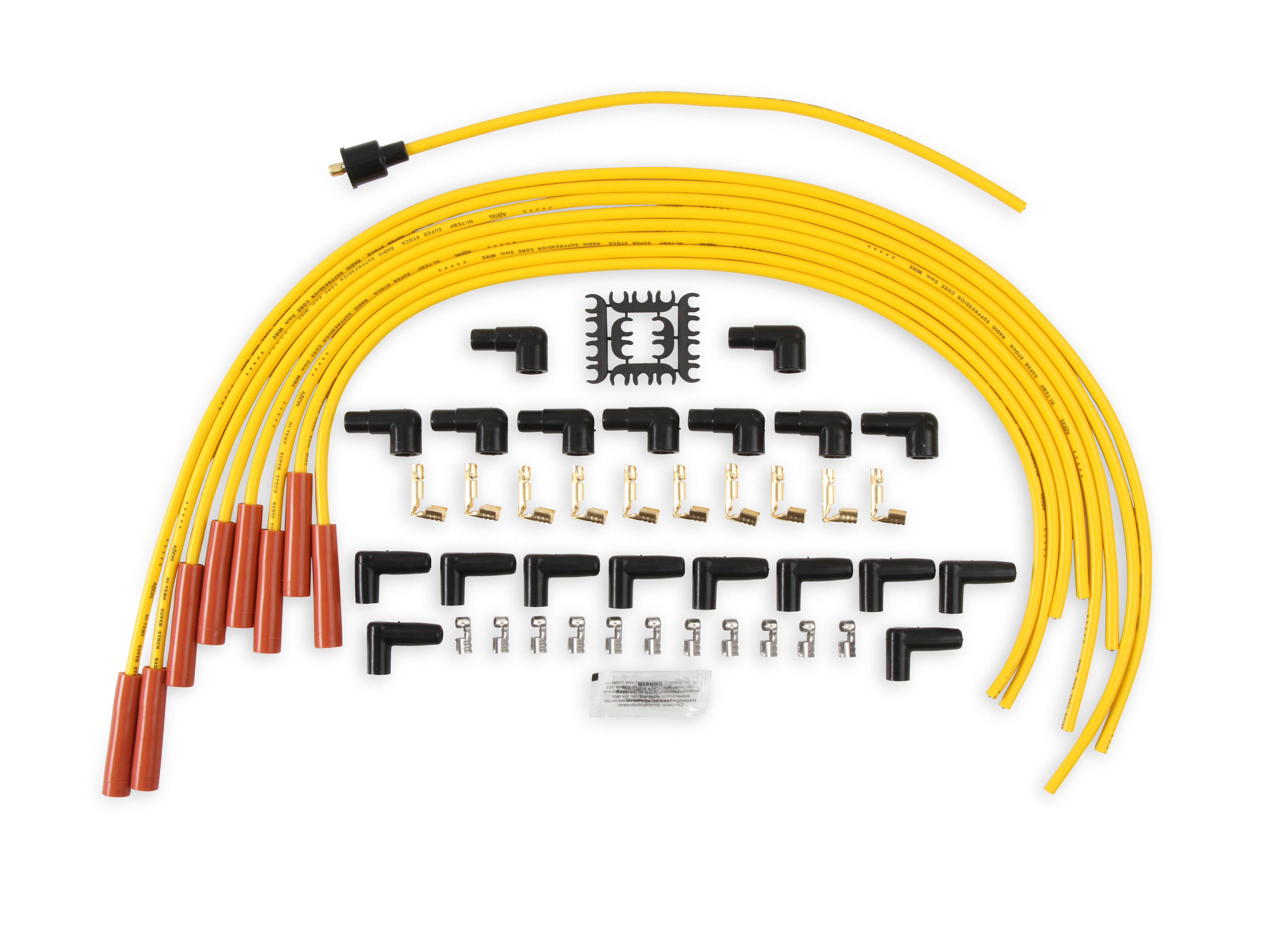 Picture of Accel 4040 8mm Spark Plug Wire Set - Yellow with Orange Straight Boots